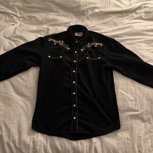 Scully Black Shirt with good music note stitching